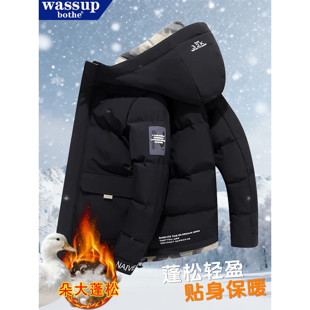 WASSUP Inverno Novo Estilo Jaqueta Acolchoada de Algodão Workwear Jaqueta Com Capuz Homens Casual Grosso Jaqueta Acolcho