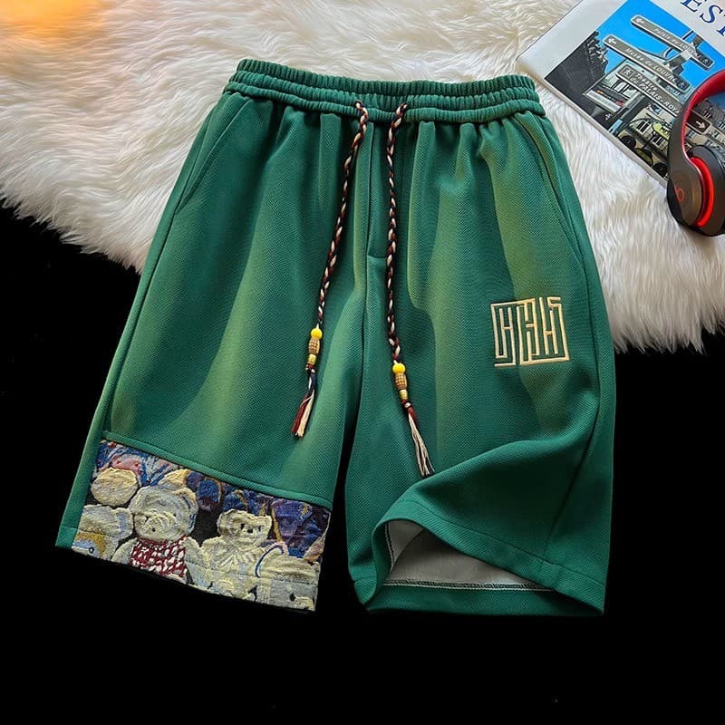 Comércio exterior meninos urso costura Waffle Shorts masculino verão estilo fino Street Wear esportes Casual solto calça