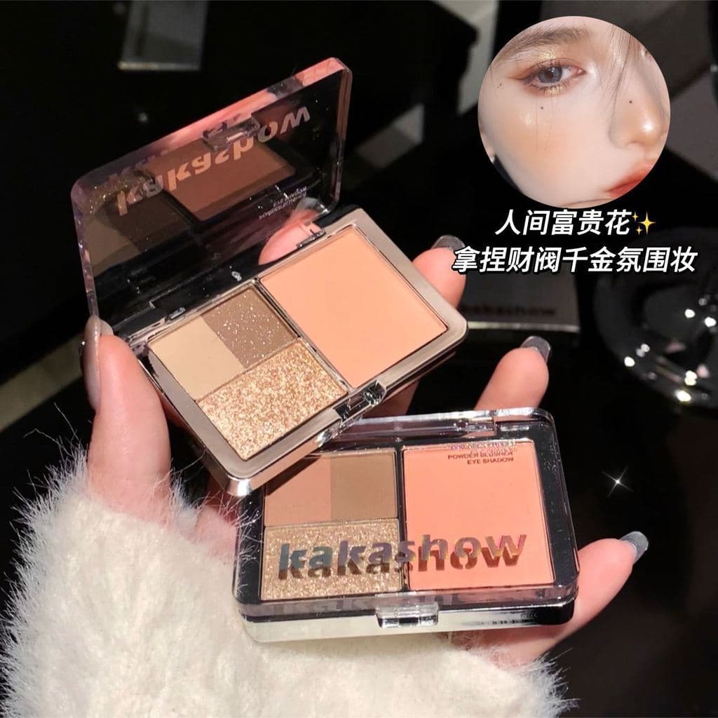 Kakashow sombra de quatro cores Blush paleta abrangente fino piscando fosco luz atmosfera Natural novato tudo-em-um