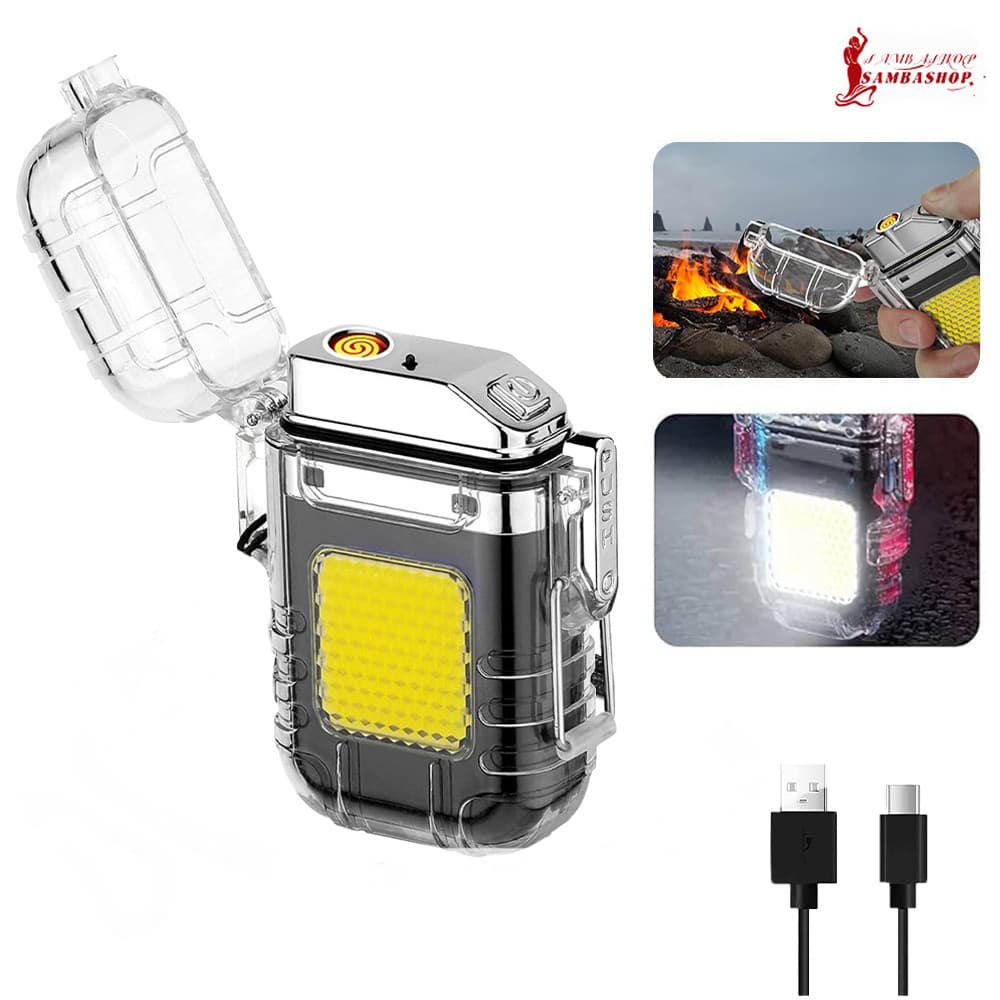 badgeIsqueiro Elétrico Recarregável com Lanterna Led e Resistente à Água Carregamento Prático