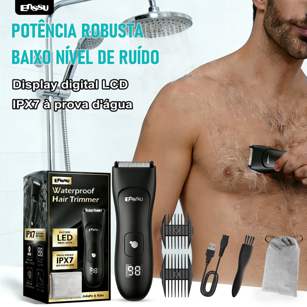 Aparador De Pelos Enssu Máquina De Barbear Cortar Depilador Masculino Íntimo Resistência À Água Ipx7