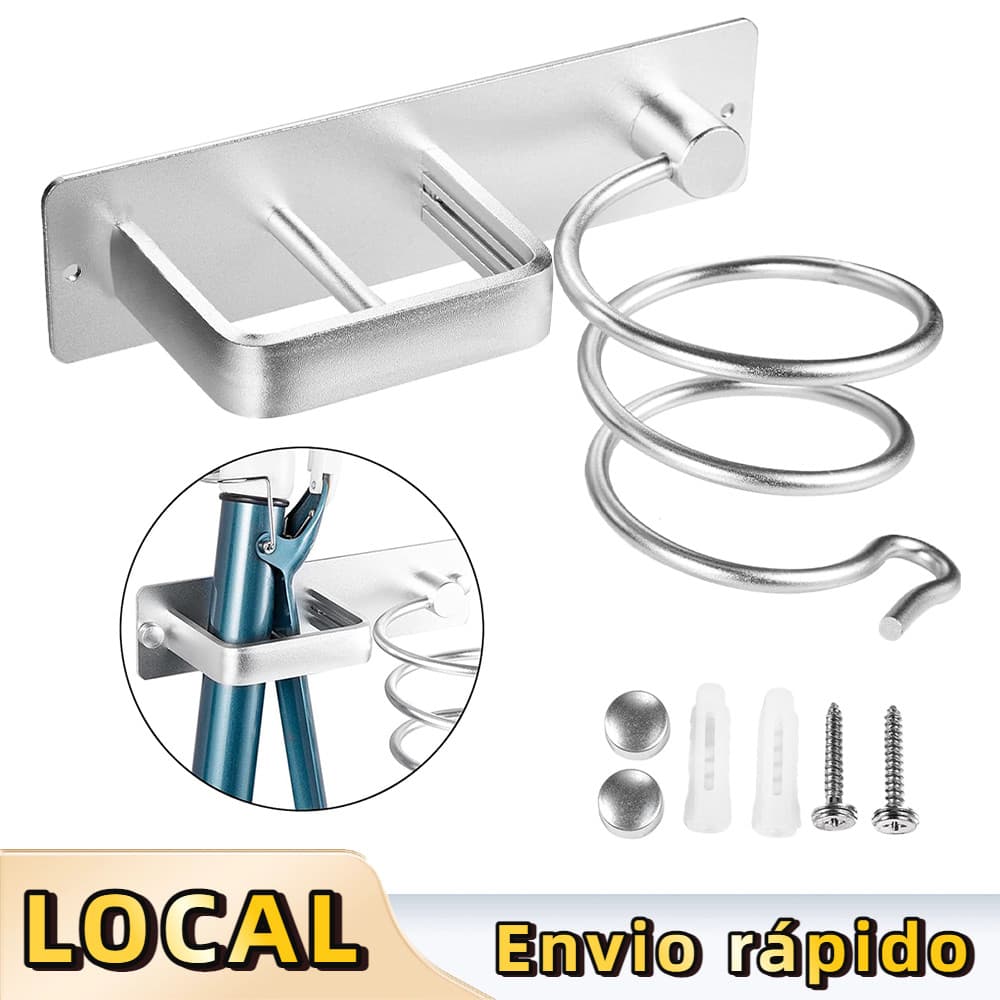 Suporte De Parede Para Secador e Chapinha Em Alumínio Resistente Calor Antirrust Para Banheiro Casa