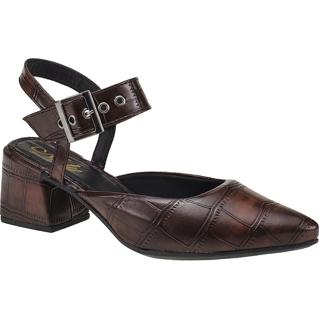 Sapato Scarpin Salto Bloco Grosso Medio 6cm Confortavél Elegante Social Fivela Fashion Antiderrapante