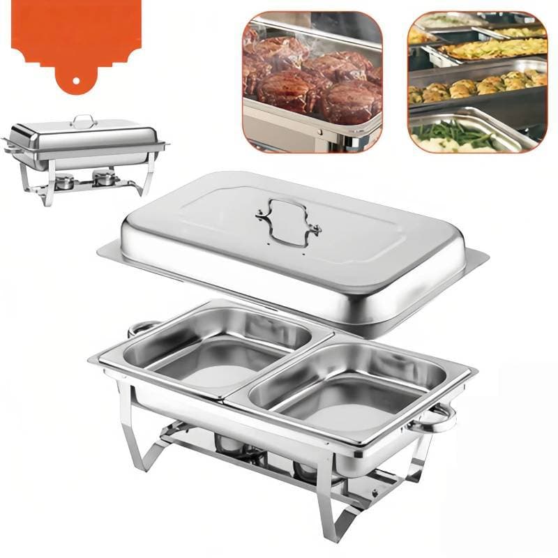 Rechaud Profissional Inox 12L – Com 1, 2 ou 3 Divisórias, Ideal para Buffet, Festa, Eventos e Restaurantes