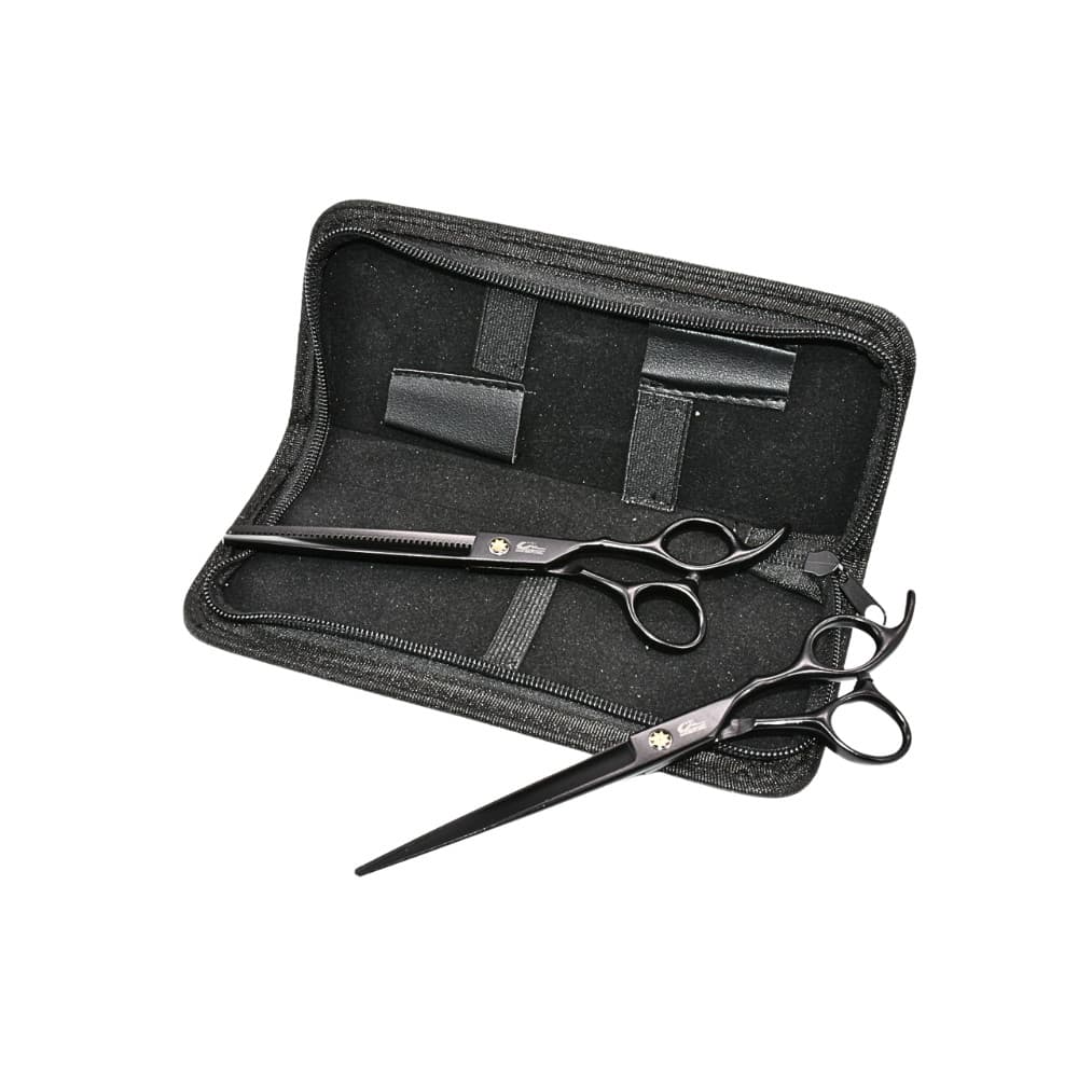 Kit de Tesouras Preta Profissionais UMI Pra Corte de Cabelo – 7 Polegadas com Estojo de Proteção