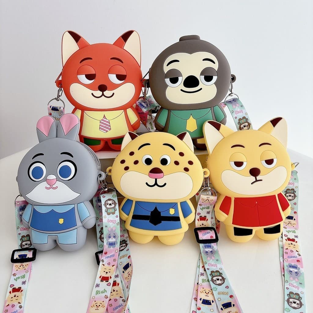 Zootopia Filme Mercadoria Dos Desenhos Animados Saco Das Crianças Bolsa De Moedas De Silicone Bonito E Versátil Armazena