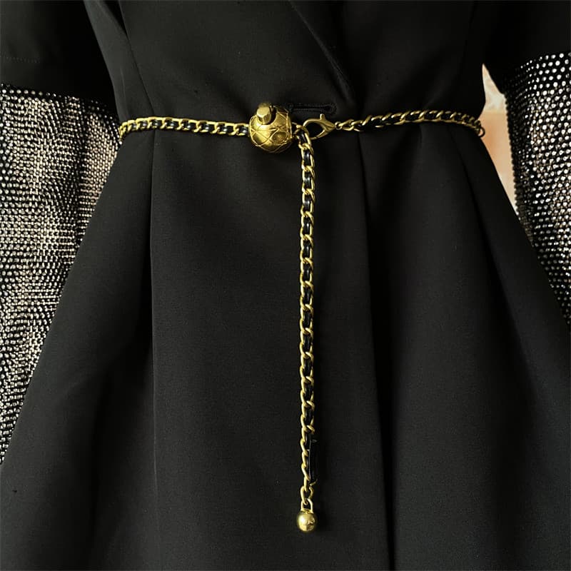 Pequena bola dourada cintura corrente decoração terno casaco nicho na moda High-End sentir combinando saia elegante All-