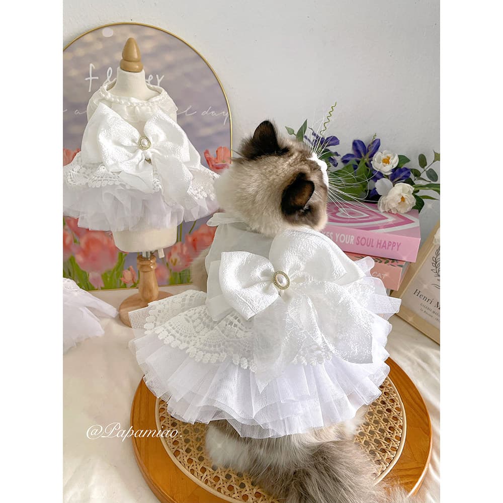 Gato gato cão princesa vestido de casamento Pet rendas rainha vestido travável vestido de casamento acompanhamento de ca