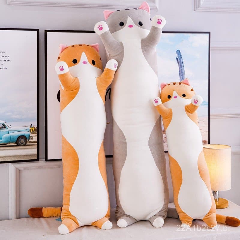 Almofada longa de pelúcia de gato para comércio exterior, grande boneca companheira de sono, presente de aniversário par