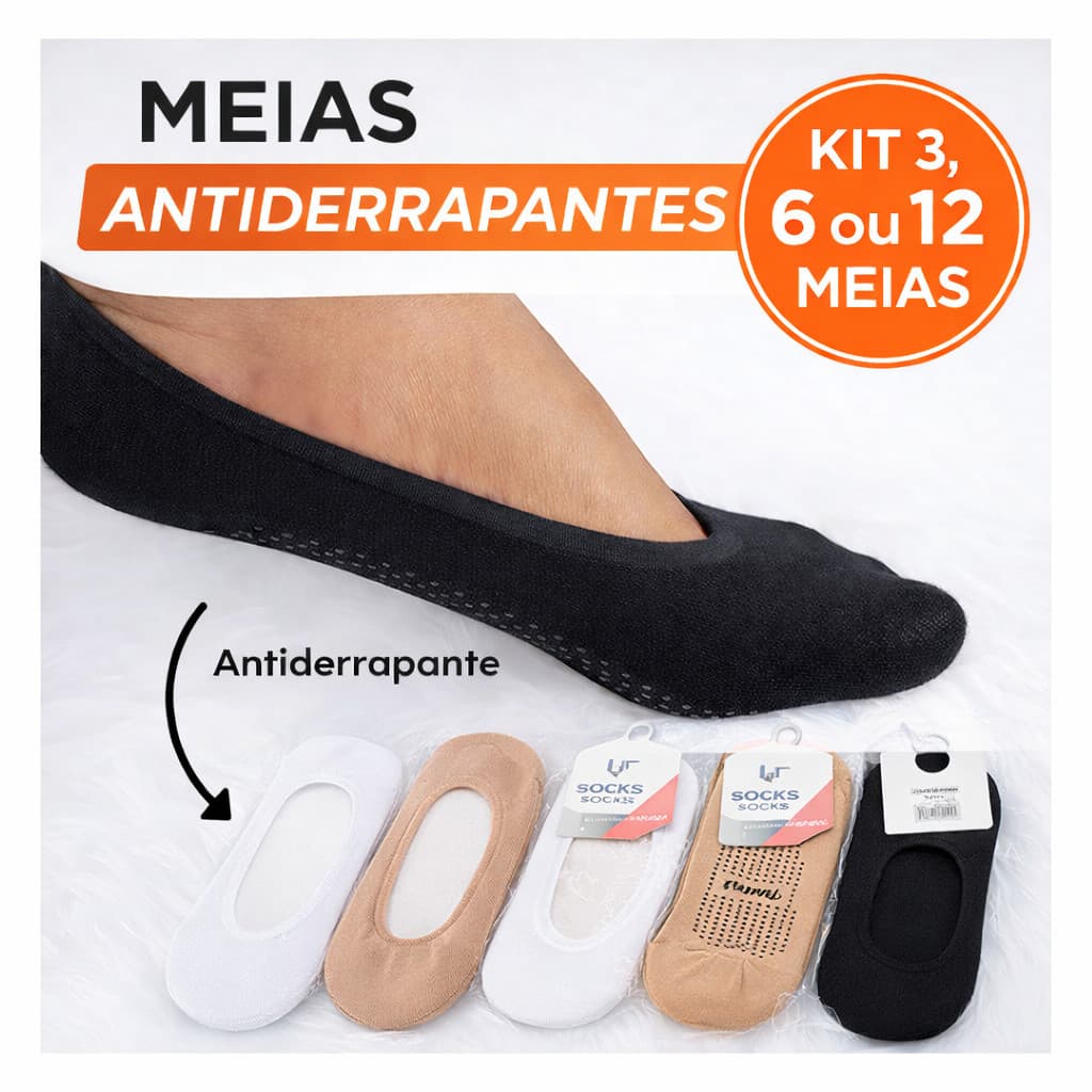 Meias Soquete Sapatilha Invisível com Silicone mulheres Adulto Tamanho unico Alta elasticidade
