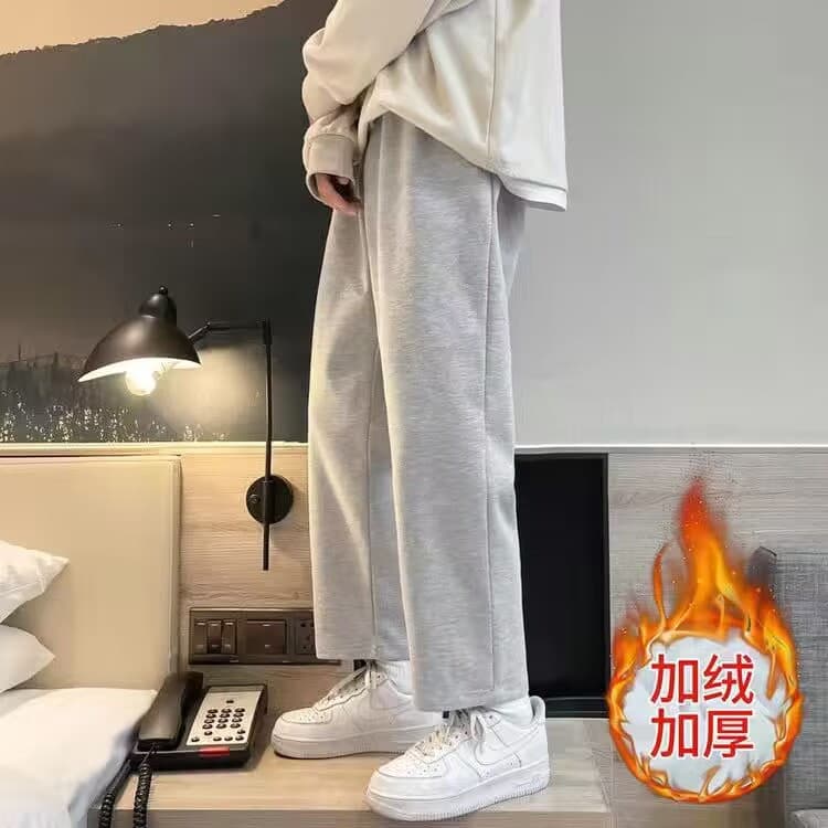 Primavera outono forro de lã solto Casual em linha reta cinza macacão versão coreana na moda estilo Hong Kong inverno ca
