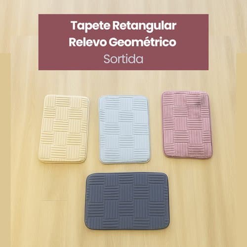 Tapete Retangular Relevo Geometrico Decorativo Antiderrapante Confortavel Varias Cores
