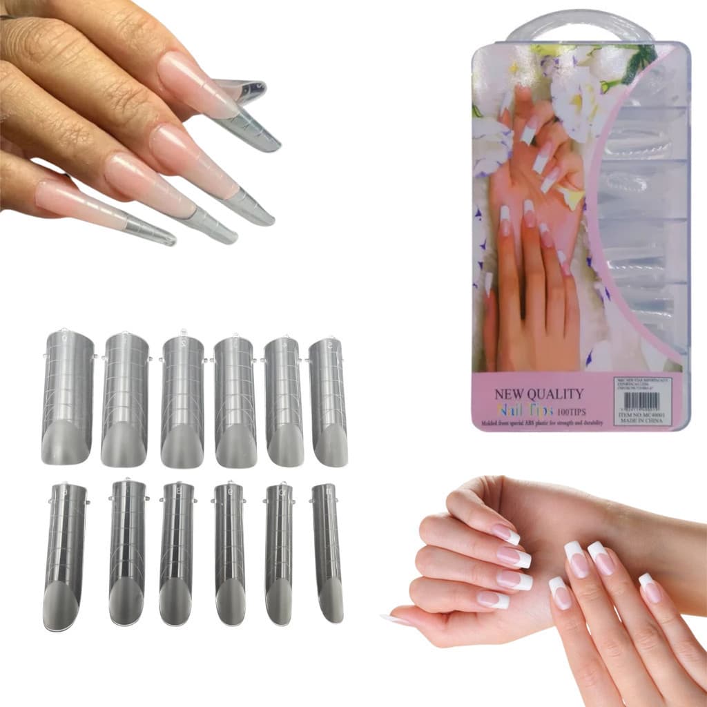 Molde F1 Tips Poygel Gel Unhas Postiças Transparente C/ 120 Und Curvatua C Reutilizavel