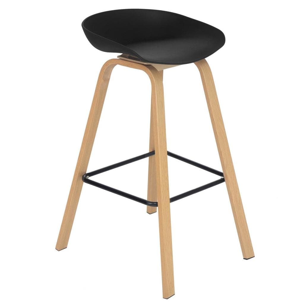 Banqueta alta para bancada Cassia com base de madeira 78 cm - Preto