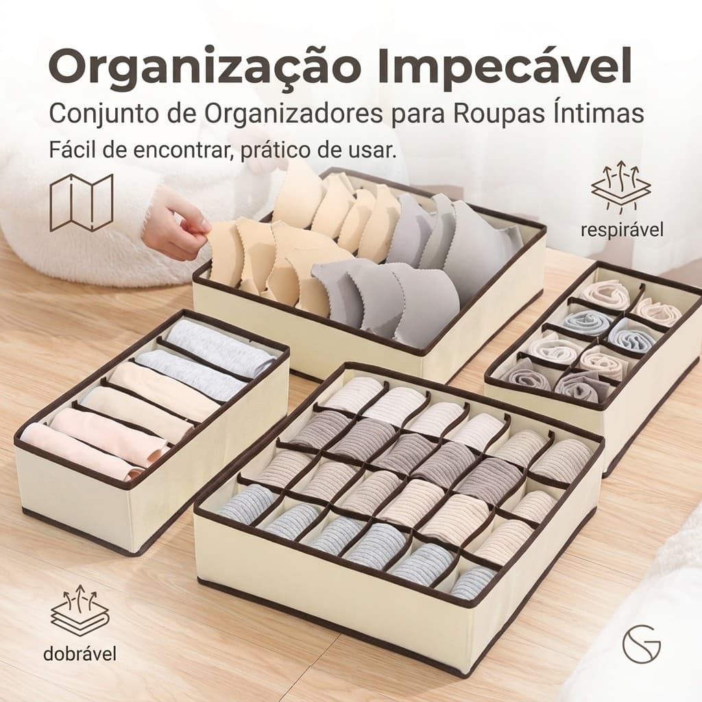 Organizador íntimas meias sutiã Dobrável para Gavetas.