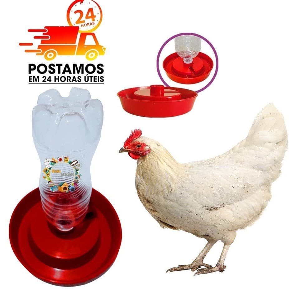 Kit 6 Base Bebedouro Pet Para Galinha Frango Pintinho Codorna Pato Marreco Angola Ganso - Utilizar em Garrafa Pet