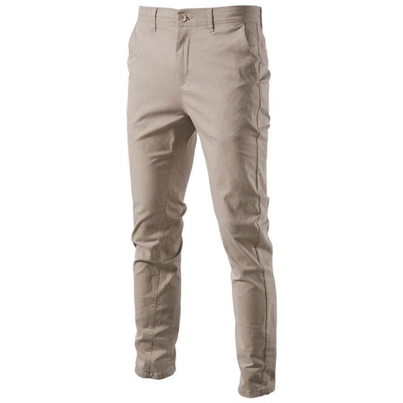 Calças casuais masculinas cáqui Slim-fit de algodão puro calças masculinas macacão reto 2026 novo estilo calças de negóc