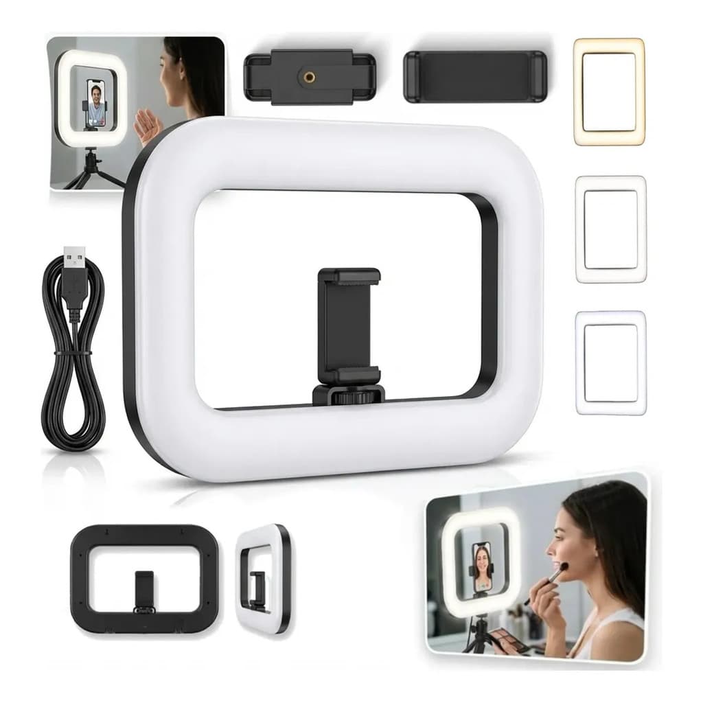 Luz Selfie Quadrada Led Para Filmagem 3 Tons De Branco