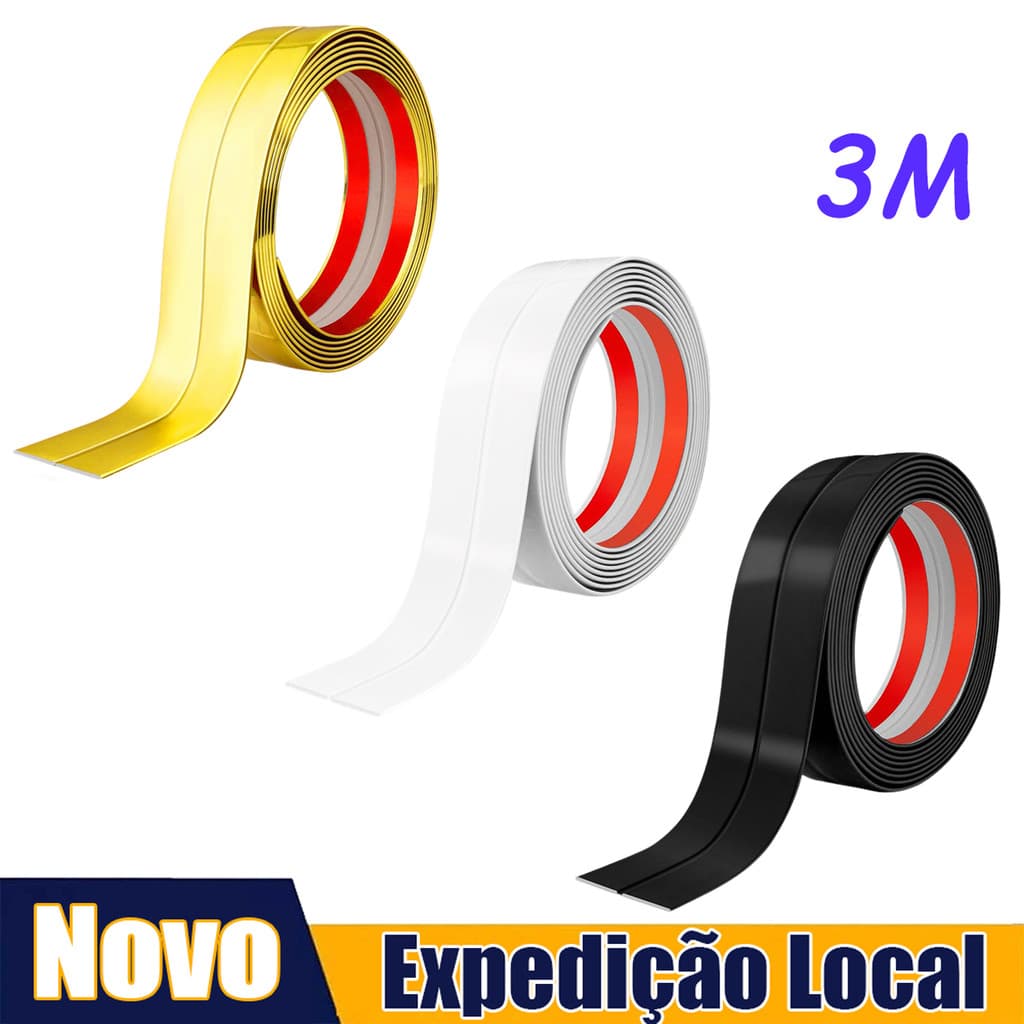 Protetores de canto flexíveis para pisos e paredes, Perfil Cantoneira PVC, instalação autoadesiva e sem perfurações