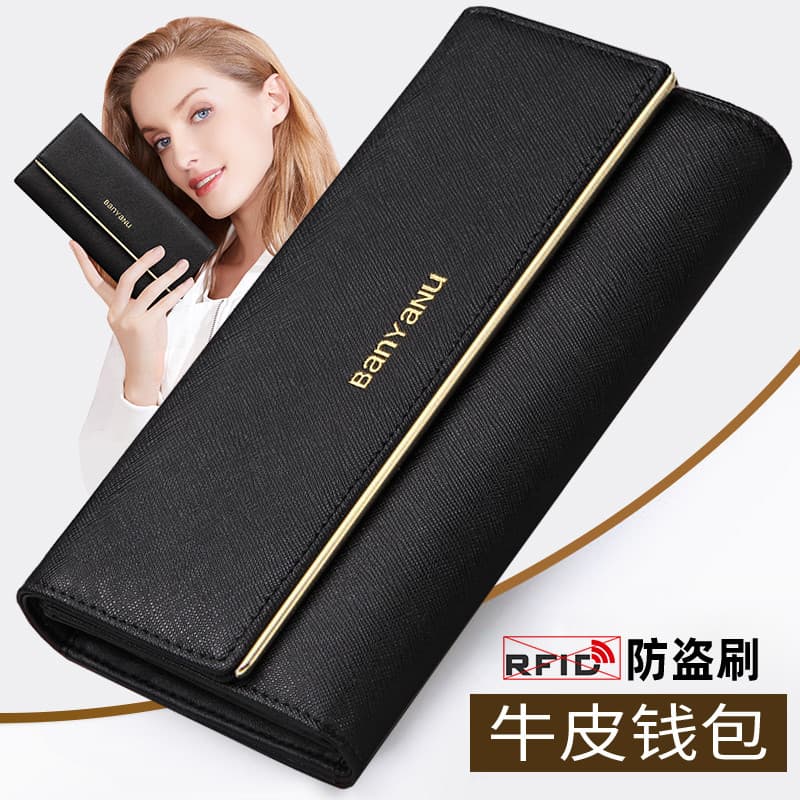 Ben Yanu 2025 Novo estilo moda carteira feminina estilo longo 30% de desconto grande capacidade carteira de couro genuín
