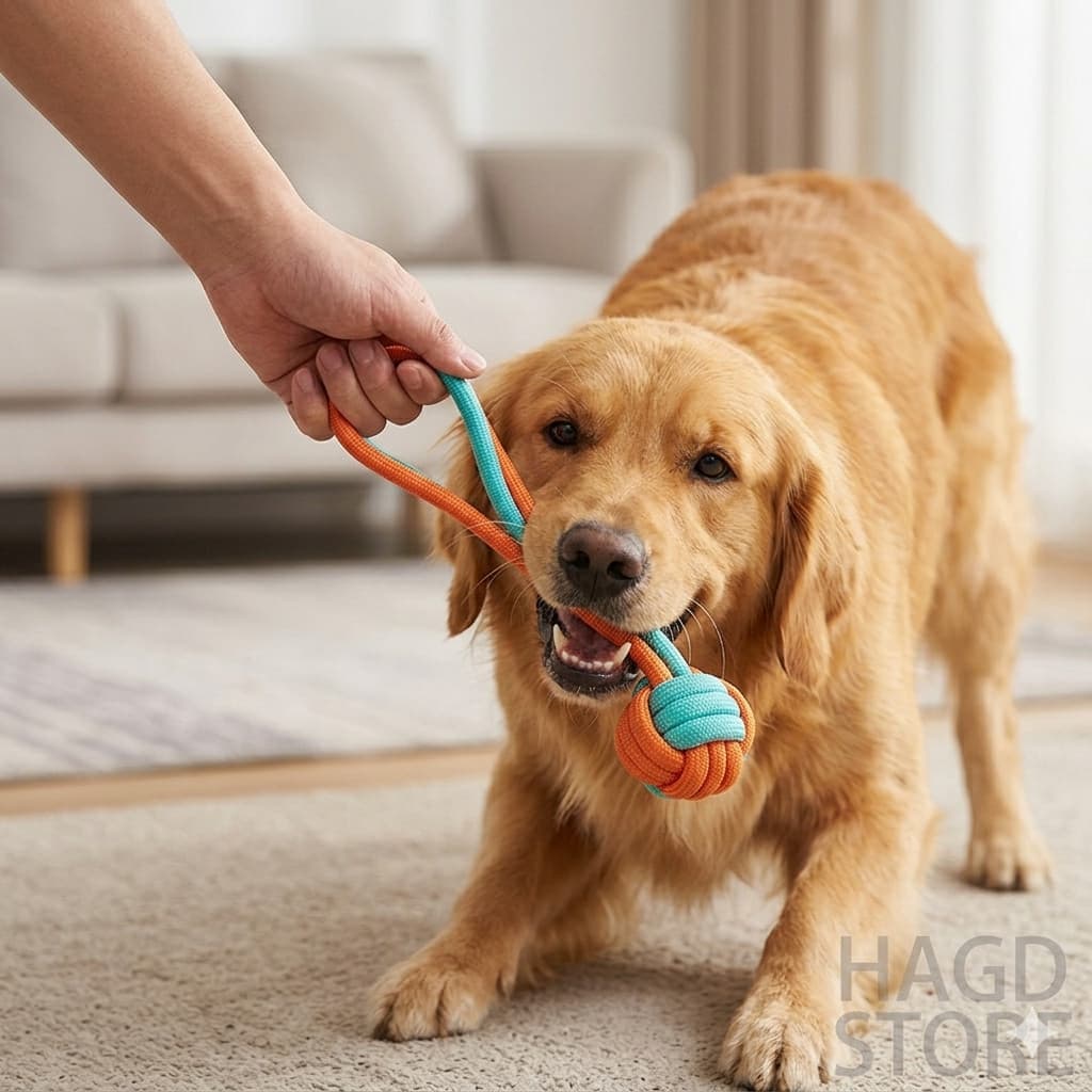 Brinquedo Pet Mordedor Bola de Corda Interativo para Cachorro Cães Super Resistente com Alça Limpeza de Dente e Diversão