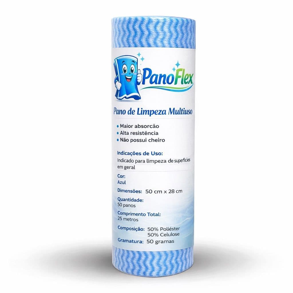 50 Unidades Pano de Limpeza Azul PanoFlex 50x28cm Alta Absorção Multiuso