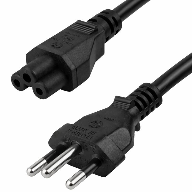 Cabo De Força Fonte Notebook Dell Tripolar 3 Pinos Reforçado Cor Preto