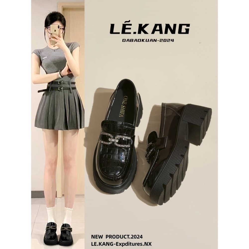 Mocassins de sola grossa femininos 2025 novo estilo couro genuíno estilo britânico sapatos de couro pequenos femininos o