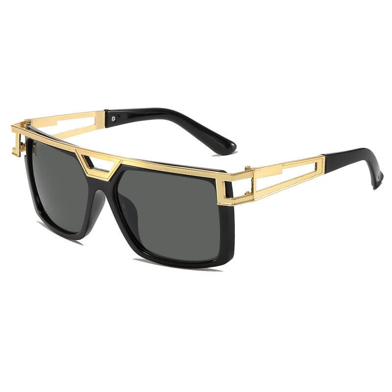 Óculos de Sol com Armação Grande, Novo Material Metálico, Dupla Viga, Estilo Masculino, FCTD