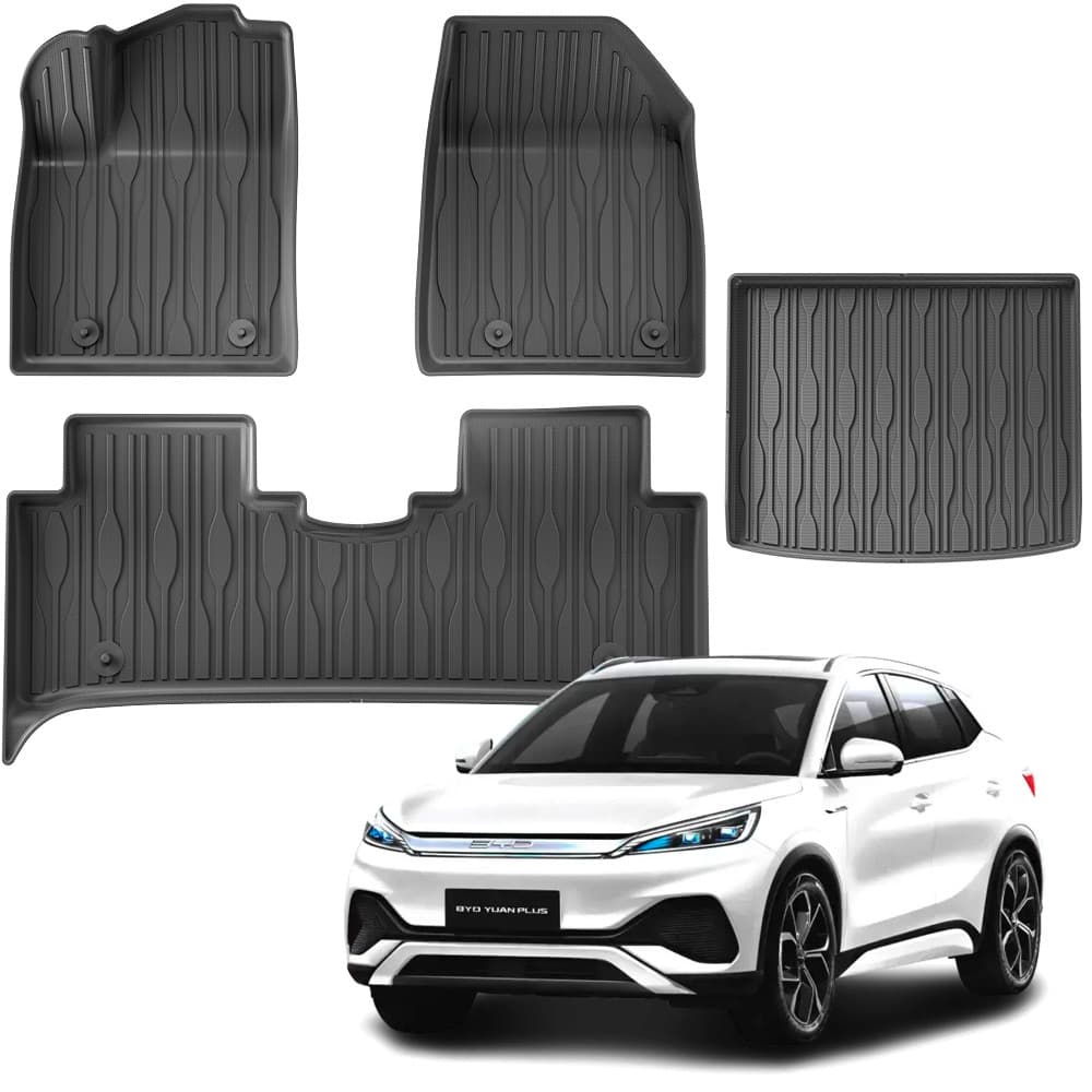 Conjunto Jogo Completo Tapete Automotivo Premium Bandeja De Borracha Para Carro BYD Yuan Plus 4PCS