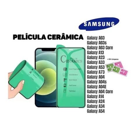 Kit 5/Kit 3 Películas Cerâmica Transparente Flexível 3D 9D Samsung A55/A54/A14/A15/A02/A10s/A25/A35/A12/A13/A10s