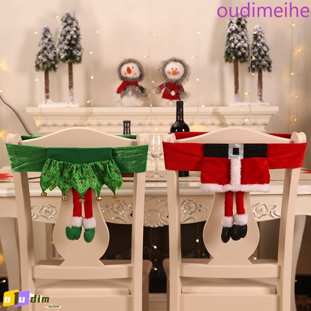 Capa Para Cadeira De Natal OUDIMEIHE , Cinto Flexível De Papai Noel De Alta Qualidade , Elástica Clássica Fofa