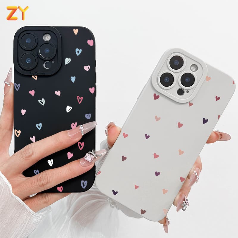Capa Para iPhone 17 Pro Max Ar 16 15 14 13 12 11 XS XR 7 8 Plus Silicone Macia Colorida Pequeno Coração Forma ZYCase