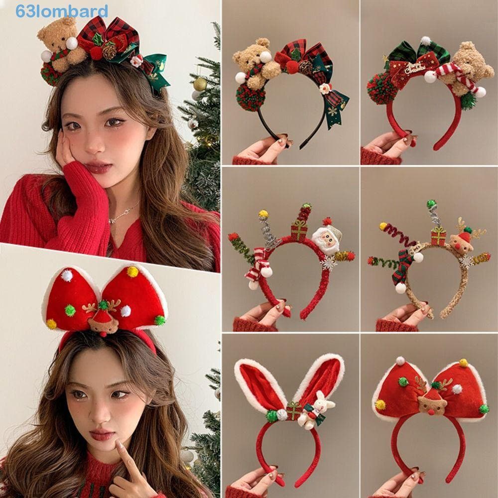 LOMBARD Tiara De Natal , Decoração Argola De Cabelo De Alce , Chifres , Acessórios De Fantasia De Cosplay , Rena De Papa
