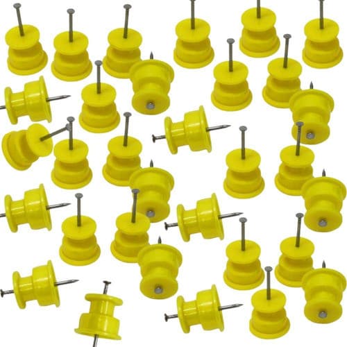 100 un Isolador Cerca Elétrica tipo Roldana 30x30 Amarelo