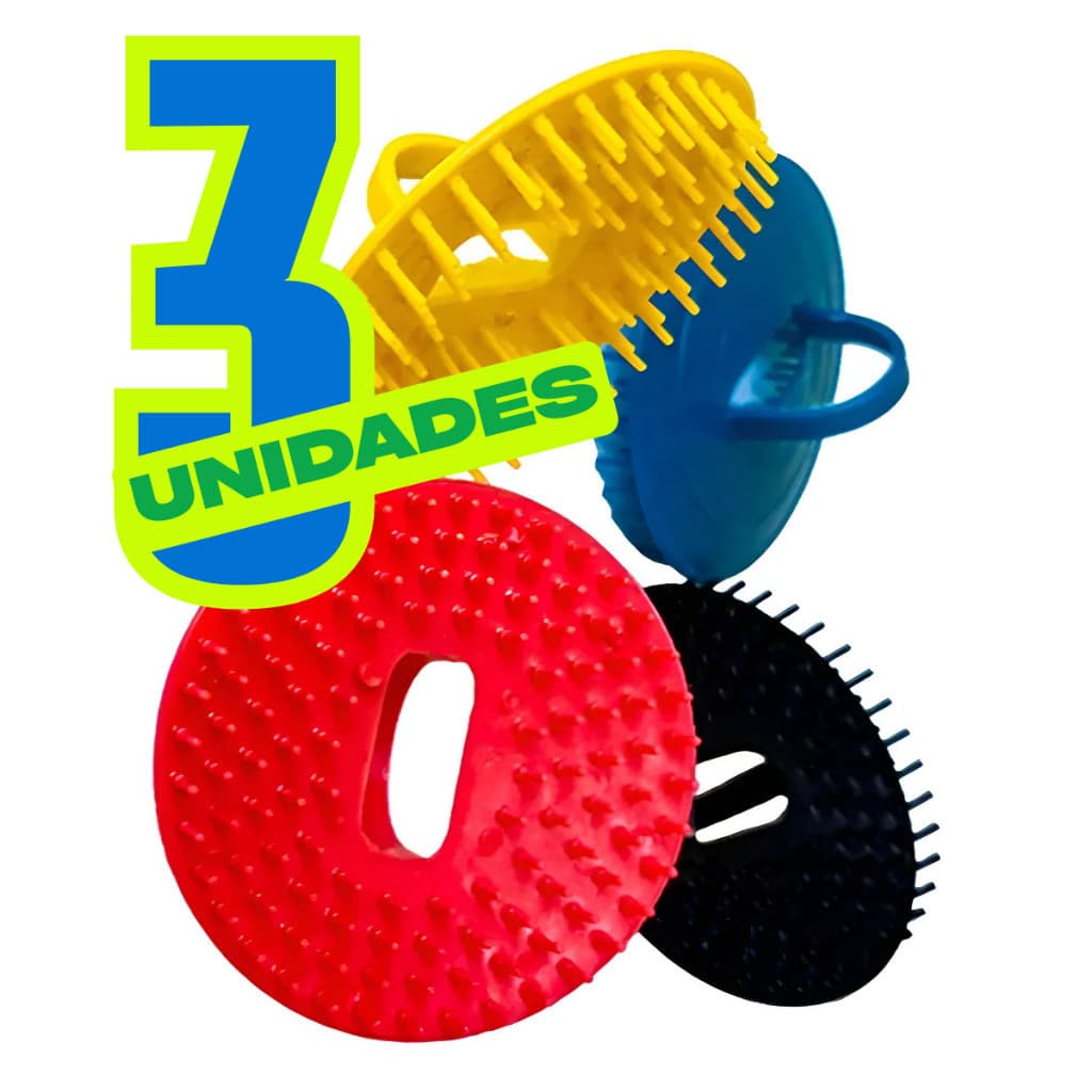 KIT 3 ESCOVAS PLÁSTICA REDONDA MASSAGEM FINALIZAÇÃO AFRO BLACK FITAGEM DESEMBARAÇAR CAPILAR BARBEIRO