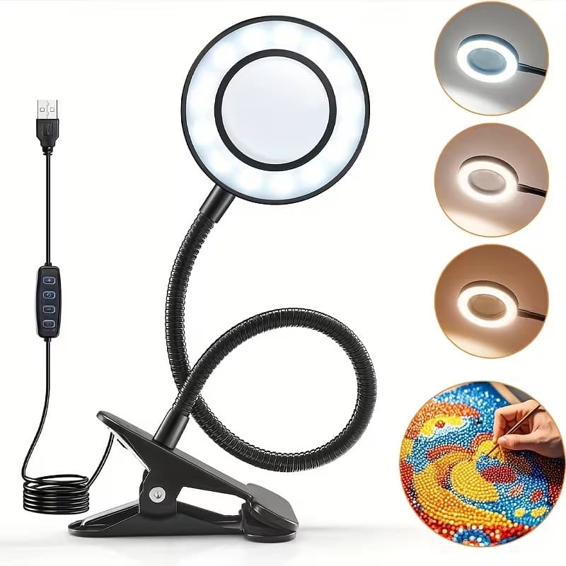 Luminária Led Lupa 10x Ring Light de Mesa Articulável