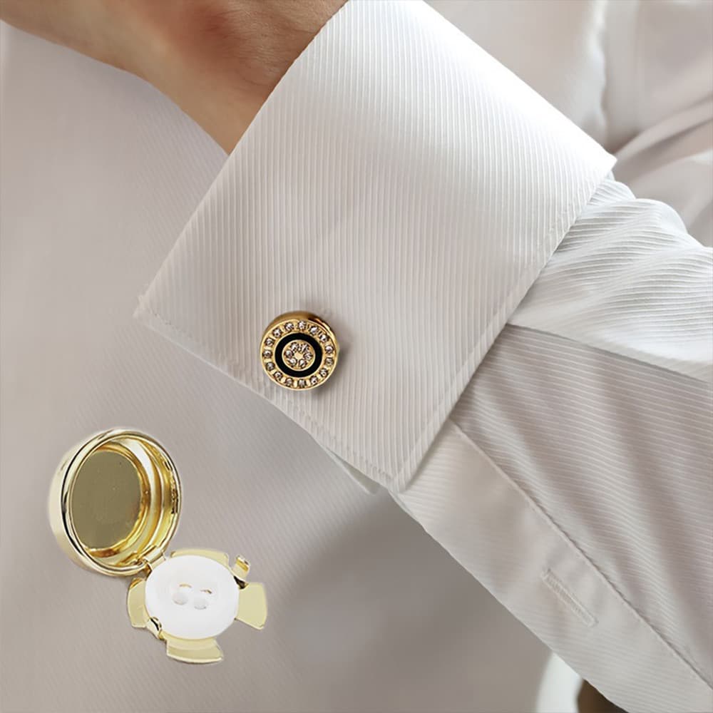 1 Peça Capa De Botão Redondo De Strass Fashion De 1.75 Cm , De Punho Removível Simples Sem Costura Para Camisa E Terno R