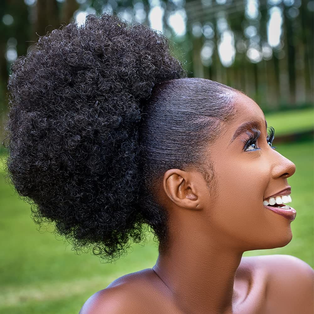 Rabo De Cavalo Extensão Afro Puff Drawstring Ponytail Para Mulheres Pretas Sintética Kinkys Curtas Cacheadas Bun Extensõ