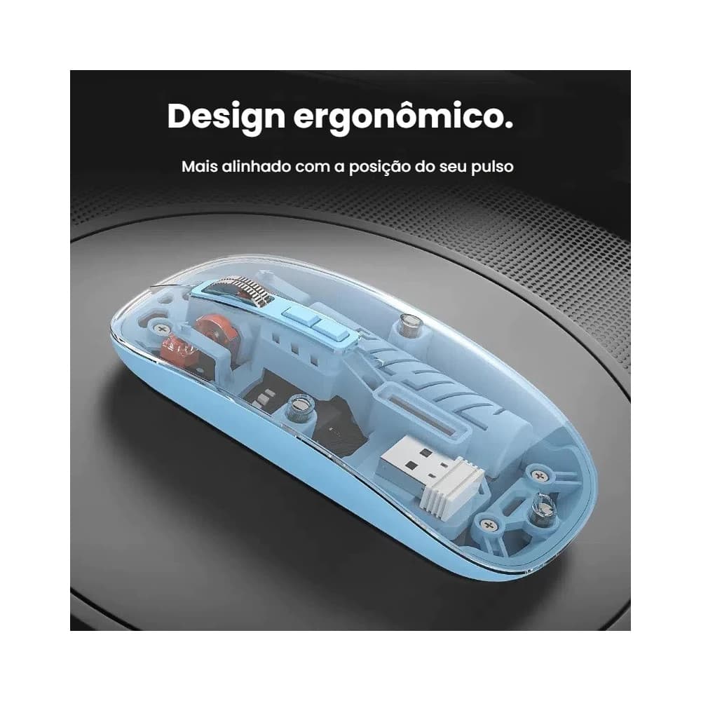 Mouse Sem Fio Rgb Recarregável Conectividade Modo Duplo 2,4 G + BT5.2 Clique Silencioso