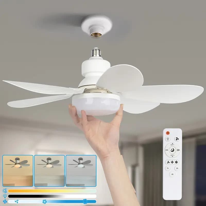 Ventilador De Teto LED 6 Hélices Bivolt Controle Remoto Silencioso Econômico