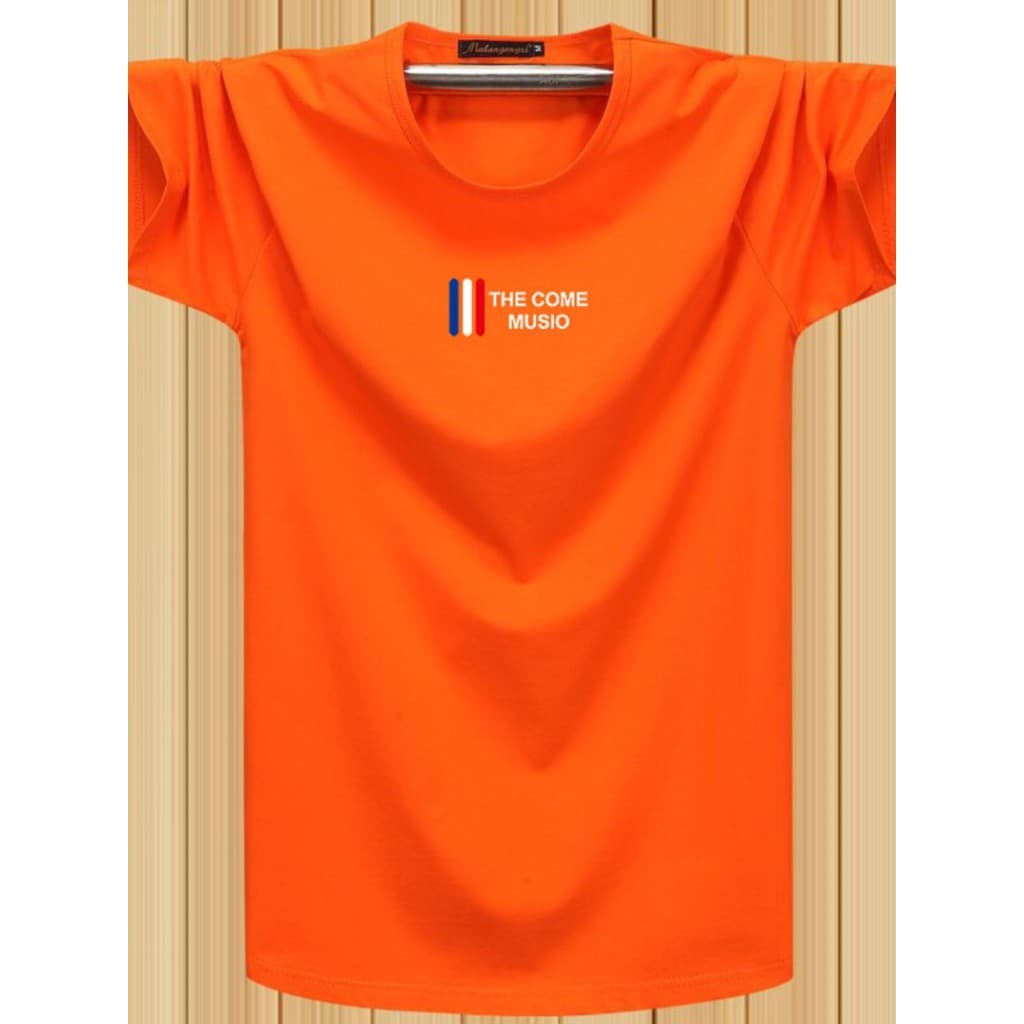 Camiseta masculina de manga curta solta mais gordura tamanho grande simples All-Match em torno do pescoço estilo fino re