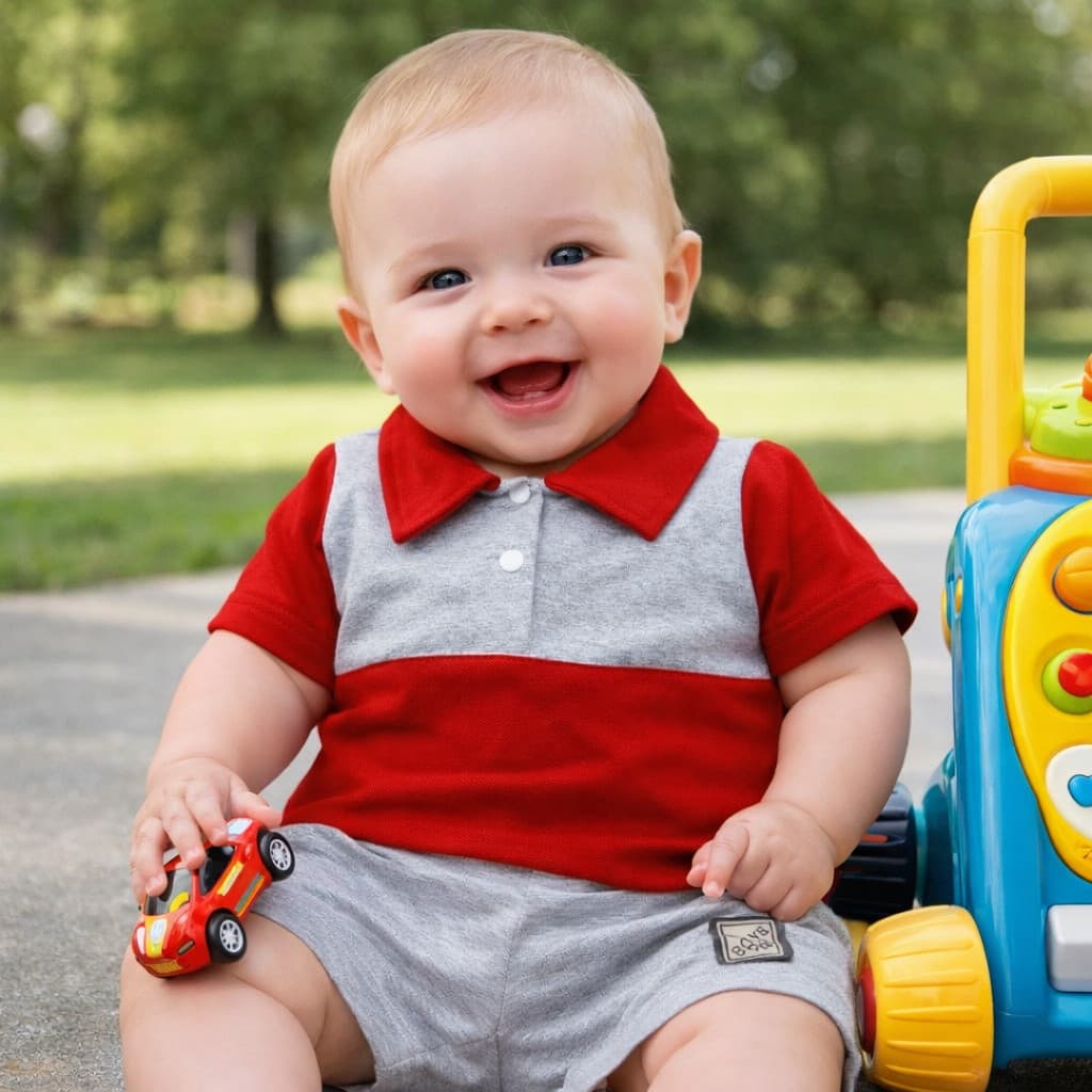 Conjunto Bebê Masculino Elegante Gola Polo Estilo Mauricinho e Shorts Clássico Estiloso de Principe