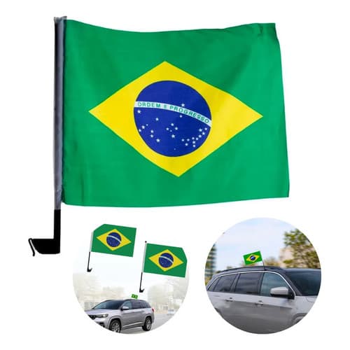 Bandeira Bandeirinha Brasil Vidro Prendedor 30x45cm Copa Verde/ Amarelo/ Azul
