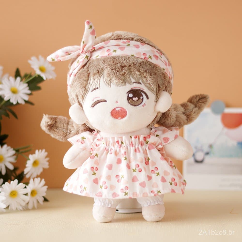 Conjunto de pijama com babados de algodão para boneca, roupa de reposição para boneca, boneca de pelúcia, boneca estrela