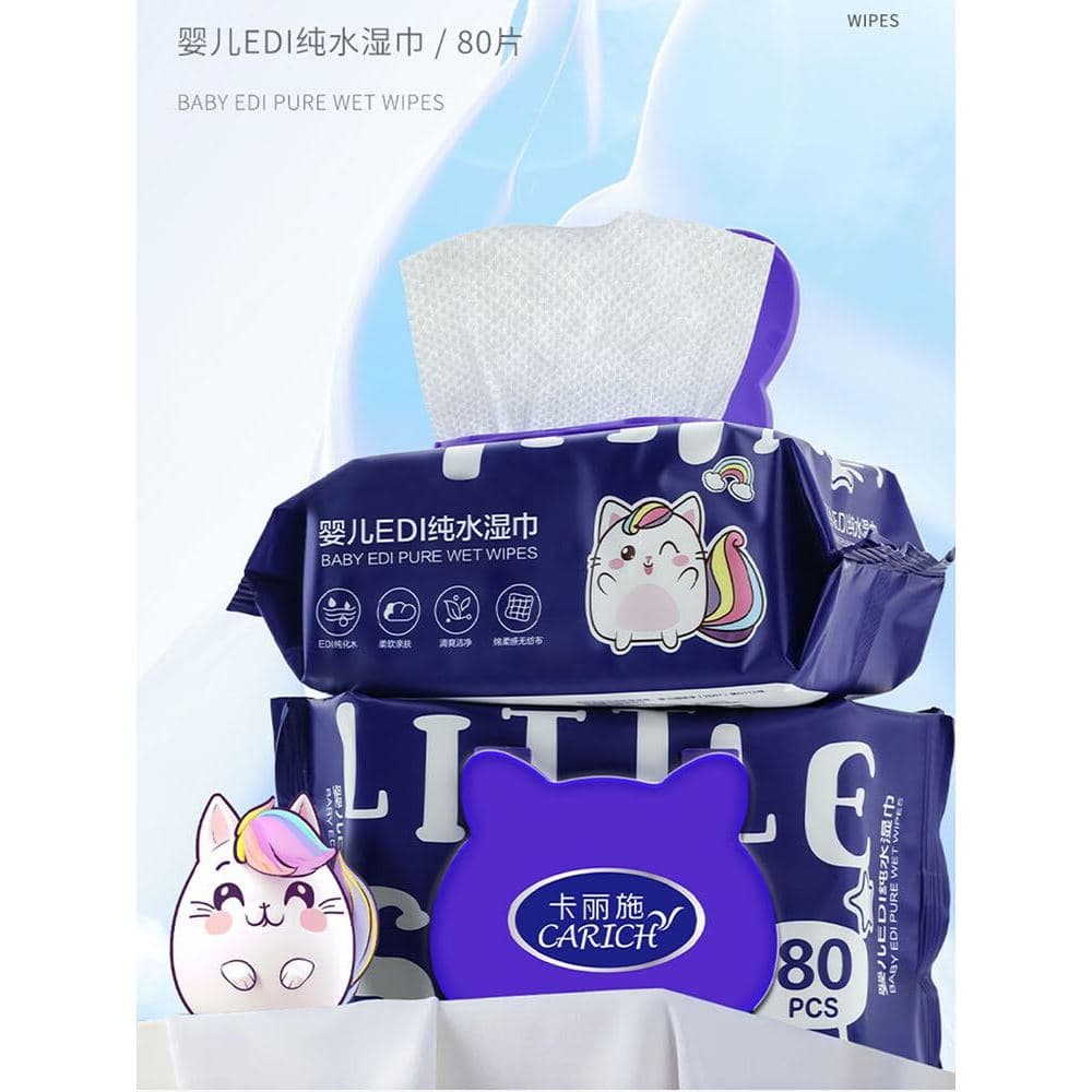 Carlis Baby EDI Toalhetes de Água Pura 80 Peças Cuidados com a Boca das Mãos Domésticas 80 Peças Toalhetes de Limpeza pa