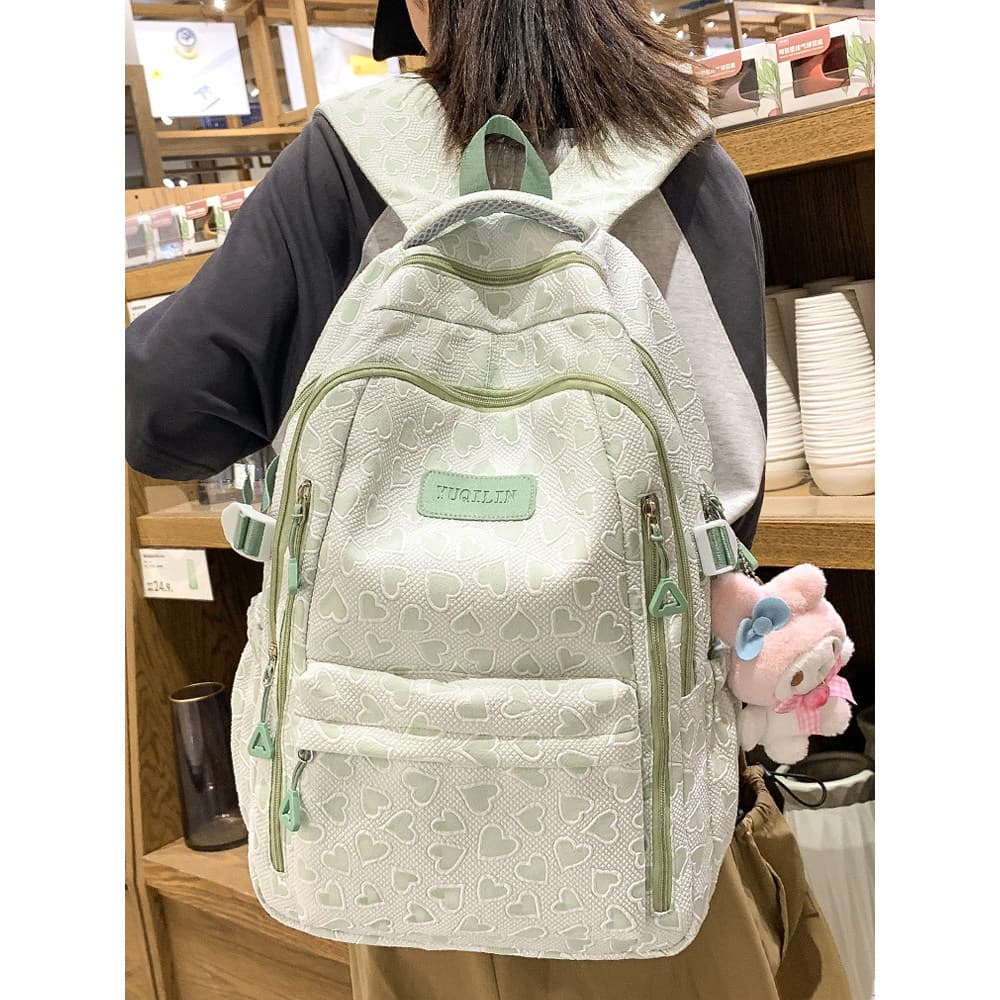 Pequena fresca japonesa menina coração mochila feminina estudantes do ensino médio versão coreana impressa mochila quatr