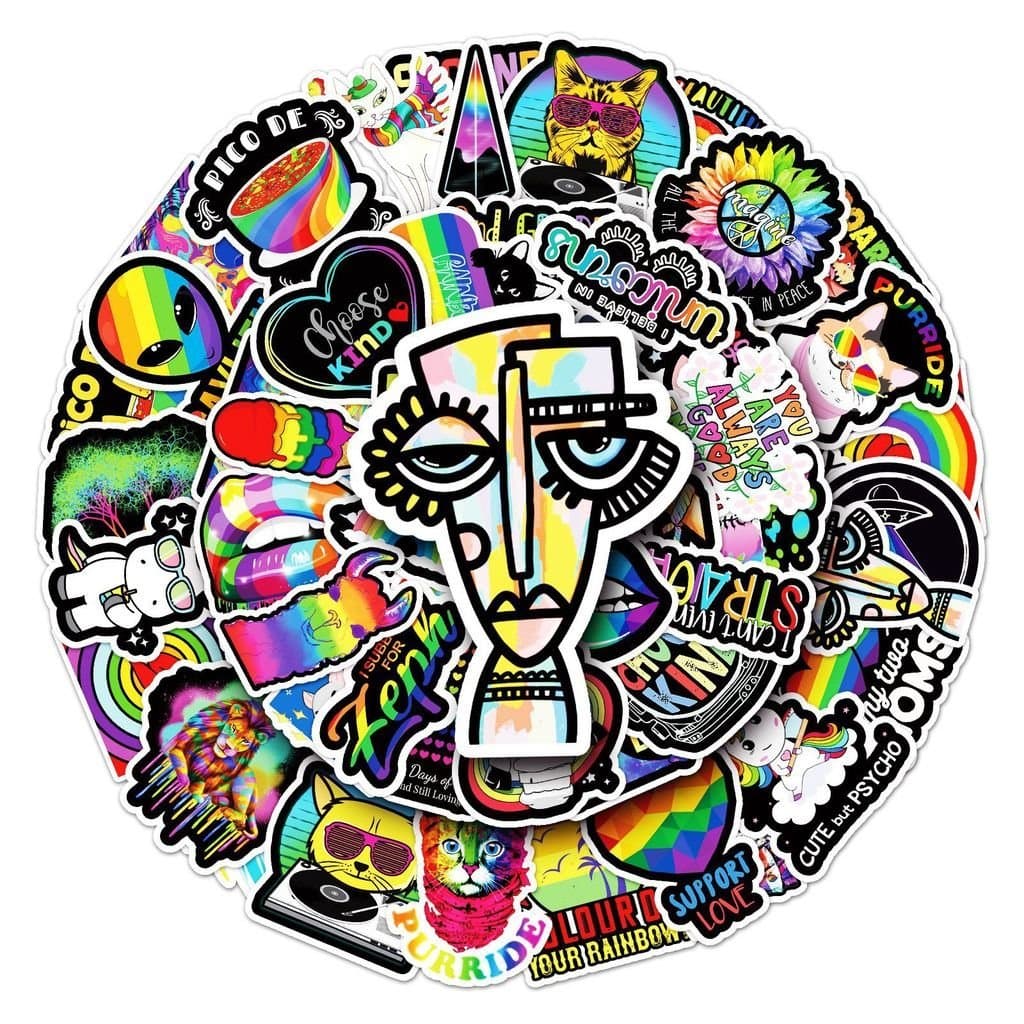 50 adesivos de graffiti coloridos e personalizados para decoração de laptops, malas e scooters.