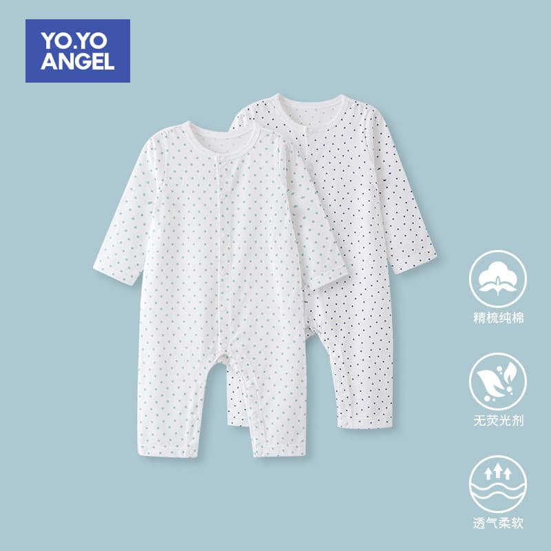 Macacão de bebê verão puro algodão estilo fino de um ano de idade bebê verão manga comprida macacão 3-6 meses pijamas de