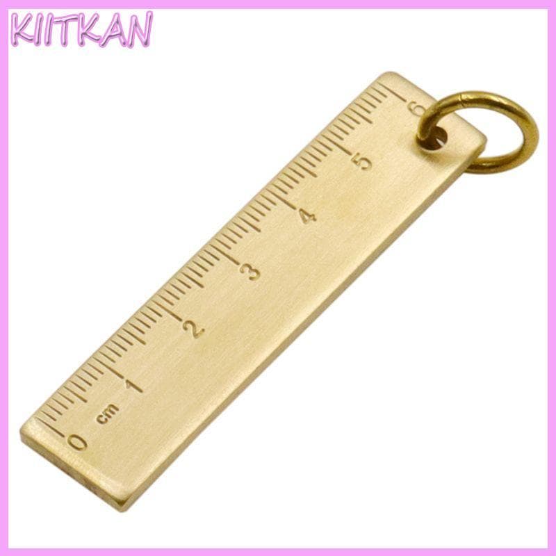 KIITK Linda Régua Reta Cobre 6cm Chaveiro Criativo 3mm Latão Engrossado Escola Escritório Papelaria Desenho Mediçã